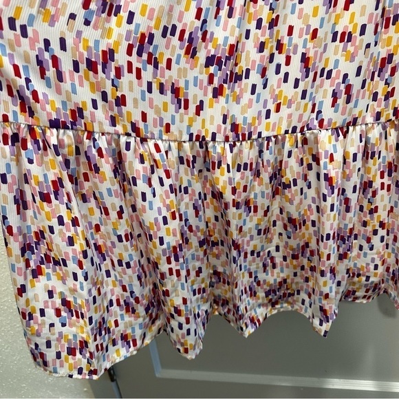 Women's Sam Edelman Confetti Smocked Bodice Maxi Dress SZ 12 White Multi - Picture 11 of 12